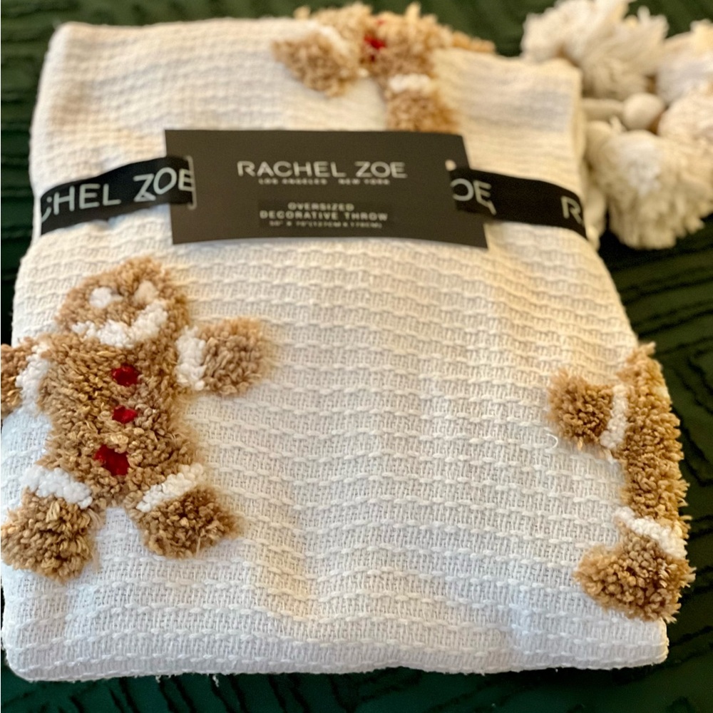 Rachel Zoe Christmas Gingerbread Throw Blanket with Tassels
